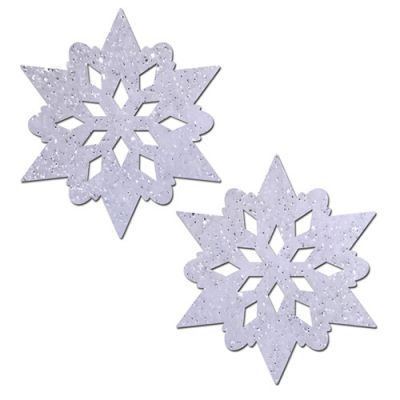 Pastease White Glitter Snowflake Nipple Pasties