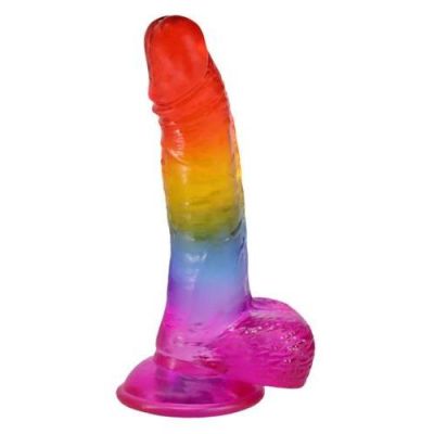 Crystal Jellies 8.5 In In Cock w/Balls Rainbow