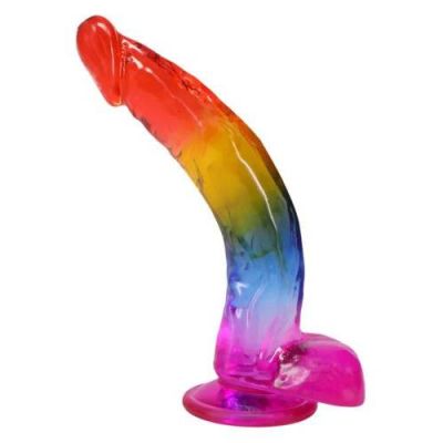 Crystal Jellies 9.5 In In Cock w/Balls Rainbow
