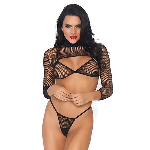 Industrial Net 3pc Bikini Set OS Black