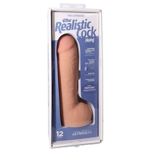 Realistic Cock Hung with Removable Vac-U-Lock Suction Cup 12 In In (with Balls)