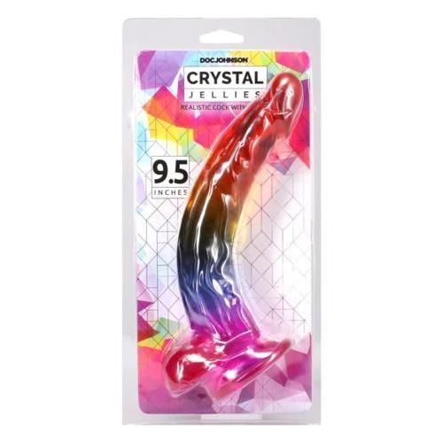 Crystal Jellies 9.5 In In Cock w/Balls Rainbow