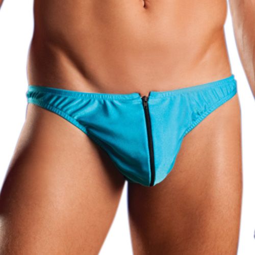 Men Ins Zipper Thong OS Blue