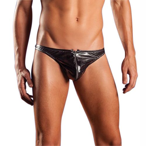 Men Ins Zipper Thong OS Black