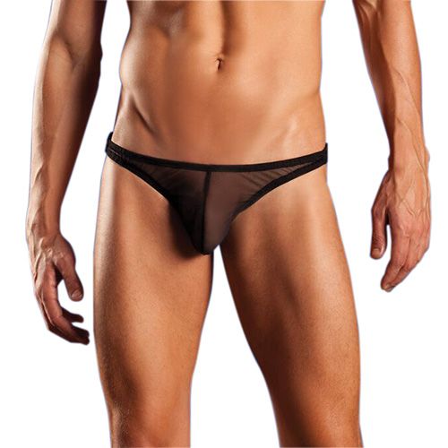 Men Ins Thong w/Clips OS Black