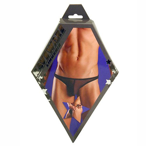 Men Ins Thong w/Clips OS Black