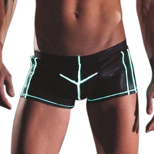 Men Ins Lame Trunk Glow Piping OS Black