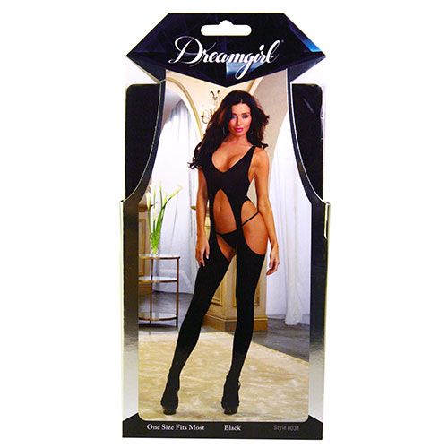 Suspender Tank Bodystocking 0031 OS Black