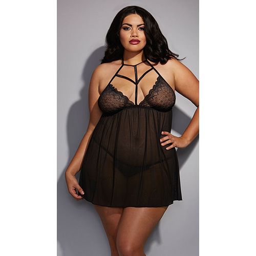 Lace Triangle Babydoll OSX Black